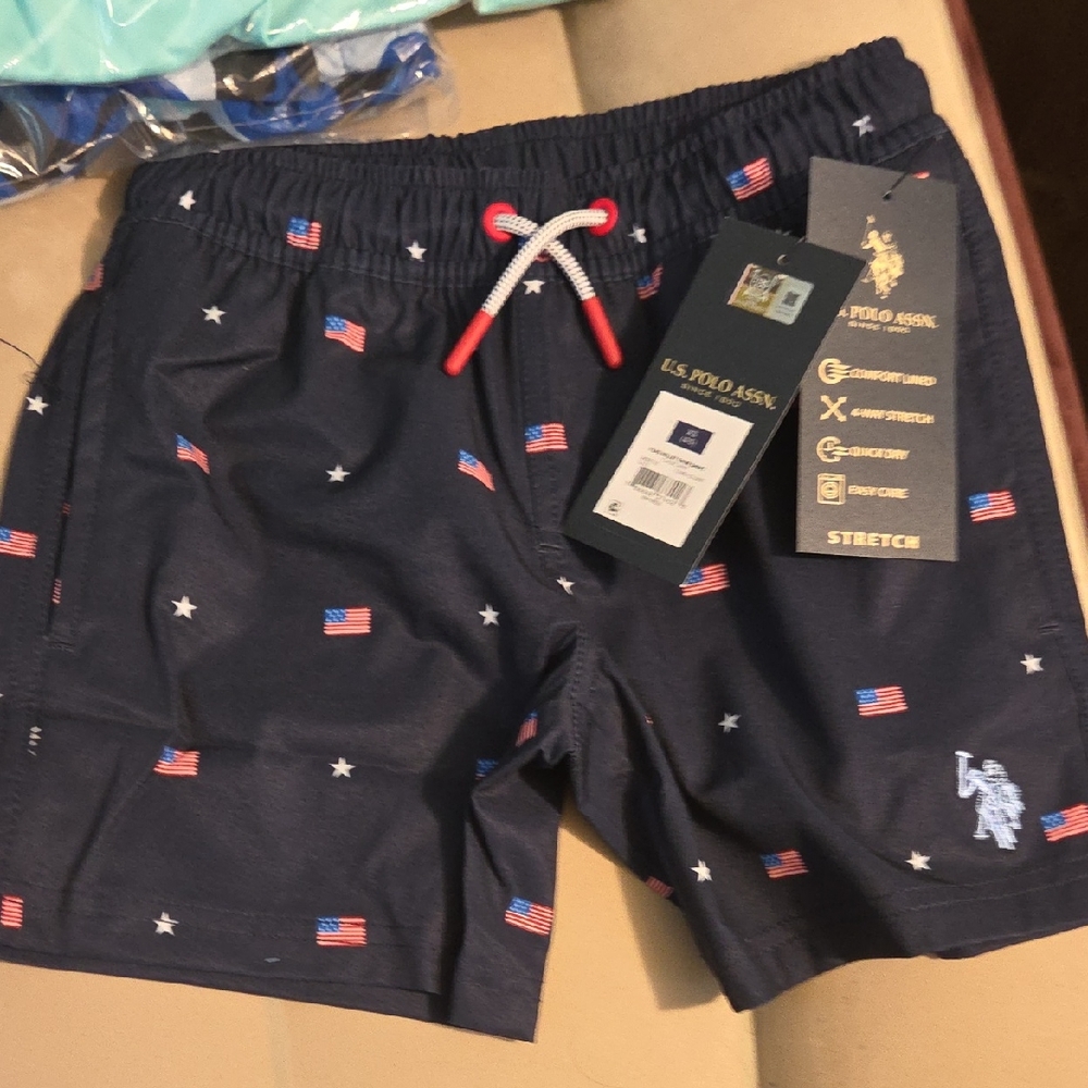 U.S. Polo Assn. Dark Blue Kids  Shorts with Flag Design